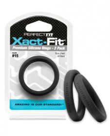 Perfect Fit Xact-Fit #15 Black Pack Of 2 Cock Rings